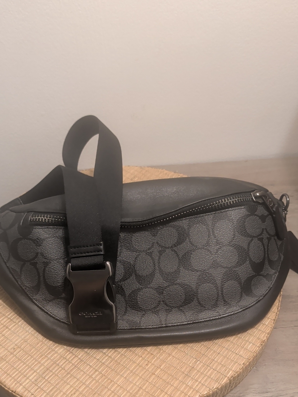 Coach Black Signature Canvas Belt Bag with Matte Hardware